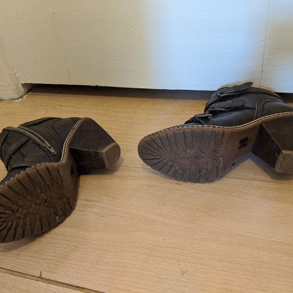 Anthropologie Schuler & Sons Brown Buckle Leather Ankle Boot Size 6.5 - Picture 6 of 7